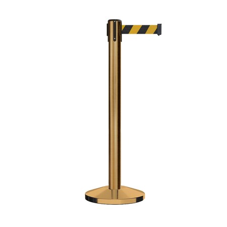 Montour Line Stanchion Belt Barrier Sat.Brass Post 16ft. Black/Yel Belt ES660-SB-BYD-160